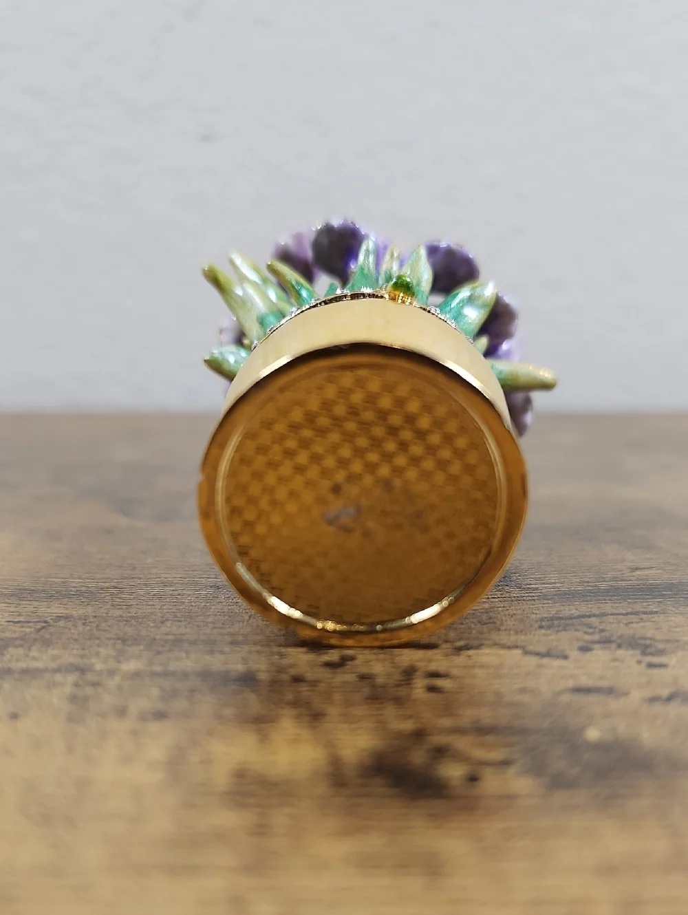 Miniature Jeweled Iris Flower Trinket Holder